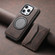 iPhone 16 Pro Max Denior D18 Skin Feel Rotating Holder MagSafe Detachable Card Slot Phone Case - Brown