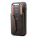 iPhone 16 Pro Max Denior D18 Skin Feel Rotating Holder MagSafe Detachable Card Slot Phone Case - Brown