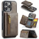 iPhone 16 Pro Max DG.MING M5 Series Zip RFID Multi Card Detachable Leather Phone Case - Coffee