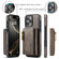 iPhone 16 Pro Max DG.MING M5 Series Zip RFID Multi Card Detachable Leather Phone Case - Coffee