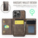 iPhone 16 Pro Max DG.MING MAGKING-K2 Series MagSafe RFID Card Bag Detachable Phone Case - Coffee