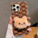 iPhone 16 Pro Max Doll Plush PU Hybrid PC Phone Case - Brown