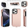 iPhone 16 Pro Max Double Flap Zipper RFID Leather Phone Case with Short Lanyard - Rose Gold