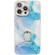 iPhone 16 Pro Max Electroplated Marble Texture Ring Holder Phone Case - Blue Green S9