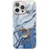 iPhone 16 Pro Max Electroplated Marble Texture Ring Holder Phone Case - Navy Blue S17