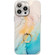 iPhone 16 Pro Max Electroplated Marble Texture Ring Holder Phone Case - Yellow Green S13