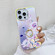 iPhone 16 Pro Max Electroplating Laser Flower Ring Holder TPU Phone Case - Zinnia AH9