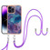 iPhone 16 Pro Max Electroplating Marble Dual-side IMD Phone Case with Lanyard - Purple 016