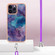 iPhone 16 Pro Max Electroplating Marble Dual-side IMD Phone Case with Lanyard - Purple 016