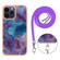iPhone 16 Pro Max Electroplating Marble Dual-side IMD Phone Case with Lanyard - Purple 016