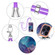 iPhone 16 Pro Max Electroplating Marble Dual-side IMD Phone Case with Lanyard - Purple 016