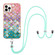iPhone 16 Pro Max Electroplating Pattern IMD TPU Shockproof Case with Neck Lanyard - Colorful Scales