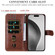 iPhone 16 Pro Max Fashion Calf Texture Zipper Leather Phone Case - Brown
