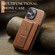 iPhone 16 Pro Max Fierre Shann Oil Wax Cow Leather Card Holder Back Phone Case - Brown