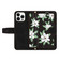 iPhone 16 Pro Max Floral Pattern Leather Phone Case with Lanyard - Black