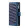 iPhone 16 Pro Max Grid Texture Zipper Leather Phone Case with Lanyard - Blue