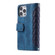 iPhone 16 Pro Max Grid Texture Zipper Leather Phone Case with Lanyard - Blue