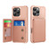 iPhone 16 Pro Max Horizontal Flip Card Bag Holder Leather Phone Case - Rose Gold