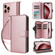 iPhone 16 Pro Max Nine-card Slots Zipper Wallet Bag Leather Phone Case - Rose Gold