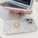 iPhone 16 Pro Max Plating Glitter Texture Ring Holder TPU Phone Case with Lens Film - White Shell Grain