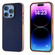 iPhone 16 Pro Max PU Leather Electroplating Frame Full Coverage Phone Case - Dark Blue