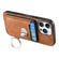 iPhone 16 Pro Max Retro Folding Ring Holder Card Bag MagSafe Phone Case - Brown