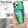 iPhone 16 Pro Max Retro Folding Ring Holder Card Bag MagSafe Phone Case - Green