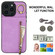 iPhone 16 Pro Max Retro Ring and Zipper RFID Card Slot Phone Case - Purple