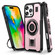 iPhone 16 Pro Max Ring Holder Carbon Fiber PC Hybrid TPU Phone Case - Rose Gold