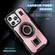iPhone 16 Pro Max Ring Holder Carbon Fiber PC Hybrid TPU Phone Case - Rose Gold