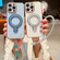 iPhone 16 Pro Max Solid Color Electroplated Metal Holder Phone Case with Lanyard - Silver White