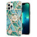 iPhone 16 Pro Max Splicing Marble Flower IMD TPU Phone Case - Blue Flower