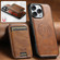 iPhone 16 Pro Max Suteni H15 MagSafe Oil Eax Leather Detachable Wallet Back Phone Case - Brown