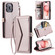 iPhone 16 Pro Max Wallet Multi-card Slot Leather Phone Case with Lanyard - Rose Gold