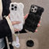 iPhone 16 Pro Max W-texture Plush PU Hybrid PC Phone Case with Doll Keychain - White