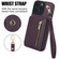 iPhone 16 Pro Max YM006 Skin Feel Zipper Card Bag Phone Case with Dual Lanyard - Dark Purple