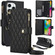 iPhone 16 Pro Max YM016 Rhombic Zipper Card Wallet Leather Phone Case with Lanyard - Black