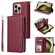 iPhone 16 Pro 9 Card Slots Zipper Wallet Bag Leather Phone Case - Wine Red