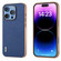 iPhone 16 Pro ABEEL Electroplating Frame Genuine Leather Luolai Series Phone Case - Dark Blue
