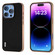 iPhone 16 Pro ABEEL Electroplating Frame Genuine Leather Wave Phone Case - Black