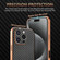 iPhone 16 Pro AZNS Electroplated Edge Carbon Fiber Texture Phone Case - Brown
