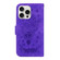 iPhone 16 Pro Butterfly Rose Embossed Leather Phone Case - Purple