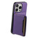 iPhone 16 Pro Calf Texture Card Bag Design Full Coverage Phone Case - Purple
