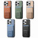 iPhone 16 Pro Carbon Fiber Card Bag Fold Stand Phone Case - Khaki