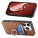 iPhone 16 Pro Carbon Fiber Card Wallet Ring Phone Case - Brown