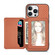 iPhone 16 Pro Carbon Fiber Magnetic Card Wallet RFID Blocking Phone Case - Brown