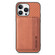 iPhone 16 Pro Carbon Fiber Magnetic Card Wallet RFID Blocking Phone Case - Brown