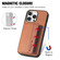 iPhone 16 Pro Carbon Fiber Magnetic Card Wallet RFID Blocking Phone Case - Brown