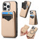 iPhone 16 Pro Carbon Fiber MagSafe Vertical Flip Card Bag Phone Case - Khaki