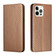 iPhone 16 Pro Carbon Fiber Texture Magnetic Flip Leather Phone Case - Brown